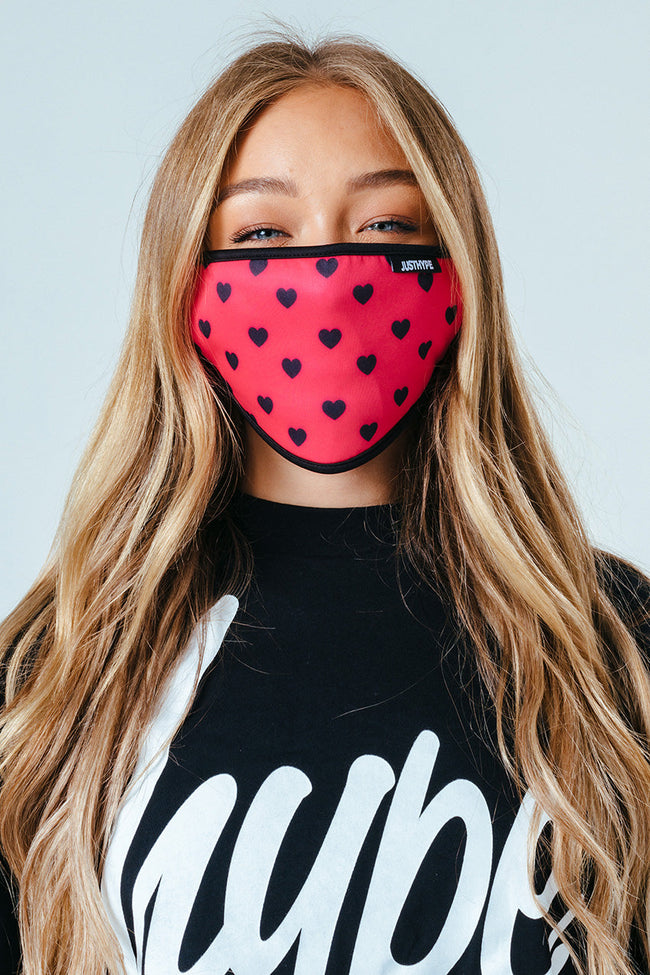 HYPE ADULT PINK HEARTS FACE MASK