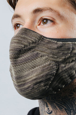 HYPE ADULT KHAKI MELANGE KNIT FACE MASK