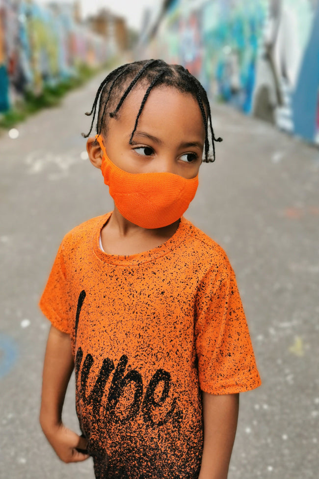 Hype Kids Orange Knit Face Mask