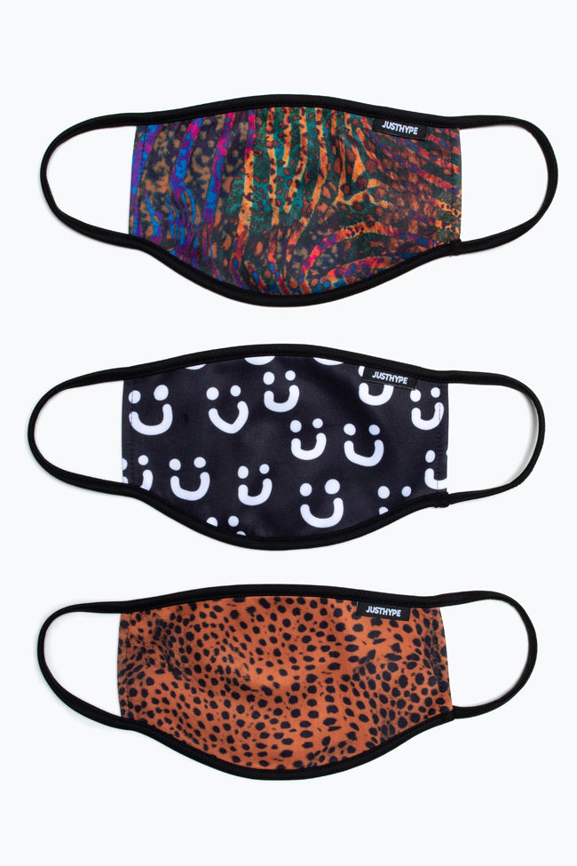 HYPE 3X ADULT TROPICAL ANIMAL FACE MASK SET