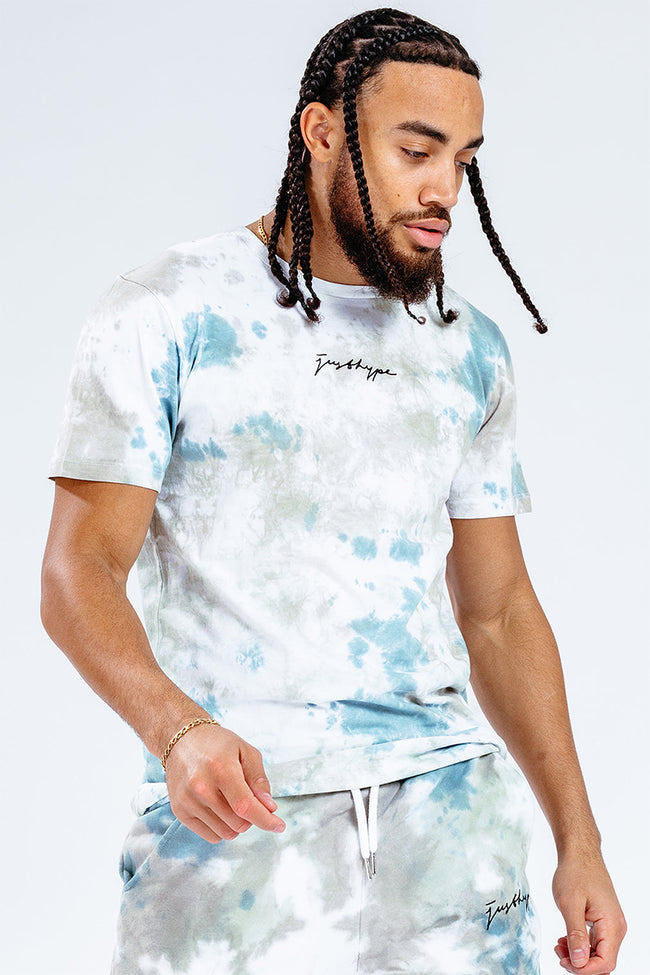 HYPE KHAKI TIE DYE SCRIBBLE LOGO MEN'S T-SHIRT