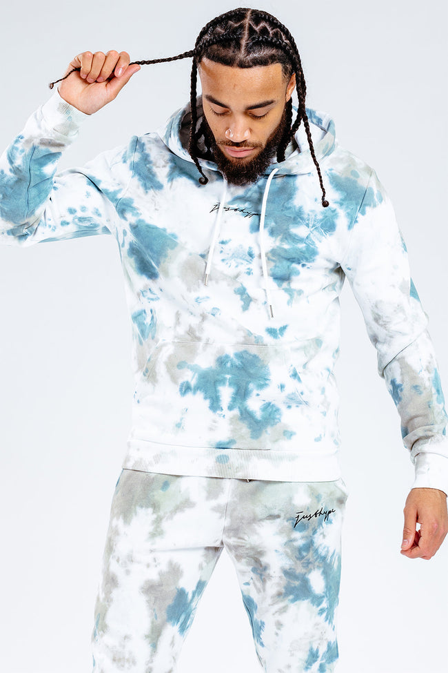 HYPE KHAKI TIE DYE SCRIBBLE LOGO MEN'S HOODIE