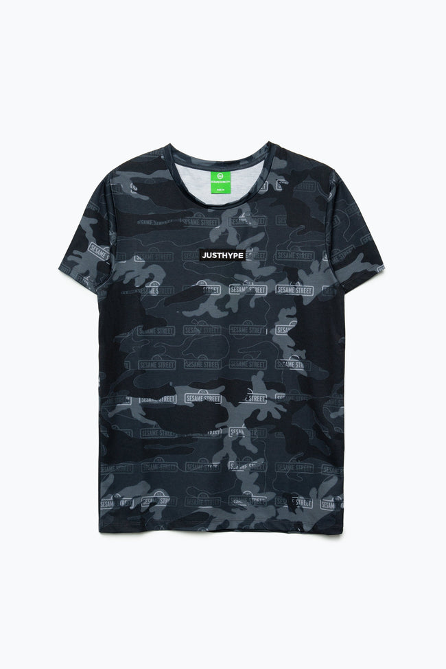 Hype X Sesame Street Grey Camo Repeat Logo Kids T-Shirt