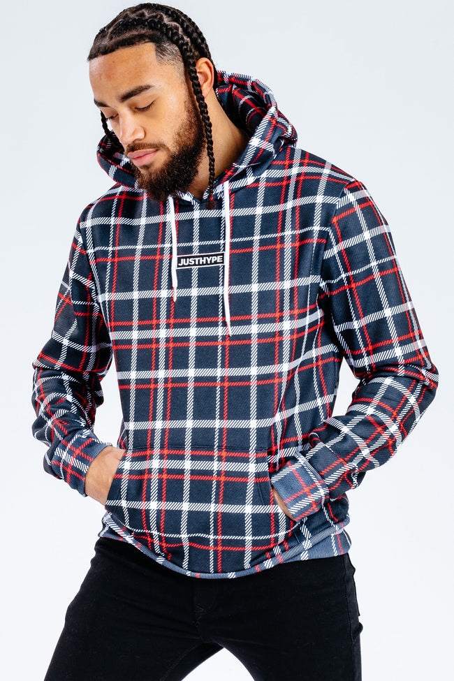 MULTI CHECK BACK PRINT LOGO ADULT PULLOVER HOODIE