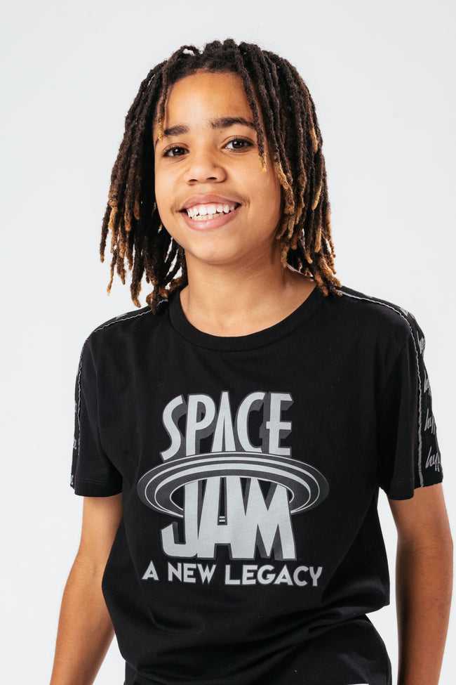 SPACE JAM X HYPE. SPACE JAM BLACK REFLECTIVE BOYS T-SHIRT