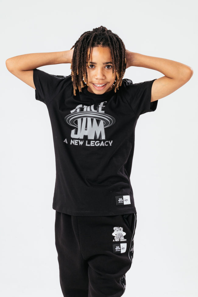 SPACE JAM X HYPE. SPACE JAM BLACK REFLECTIVE BOYS T-SHIRT