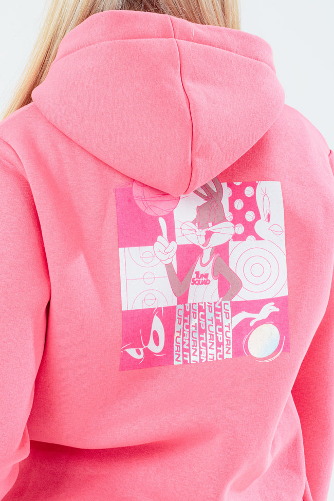 SPACE JAM X HYPE. PINK HOLOGRAPHIC GIRLS PULLOVER HOODIE