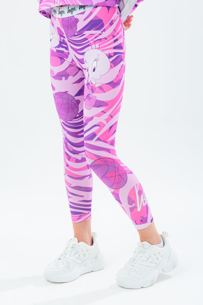 SPACE JAM X HYPE. WAVE GLITCH TWEETY GIRLS LEGGINGS