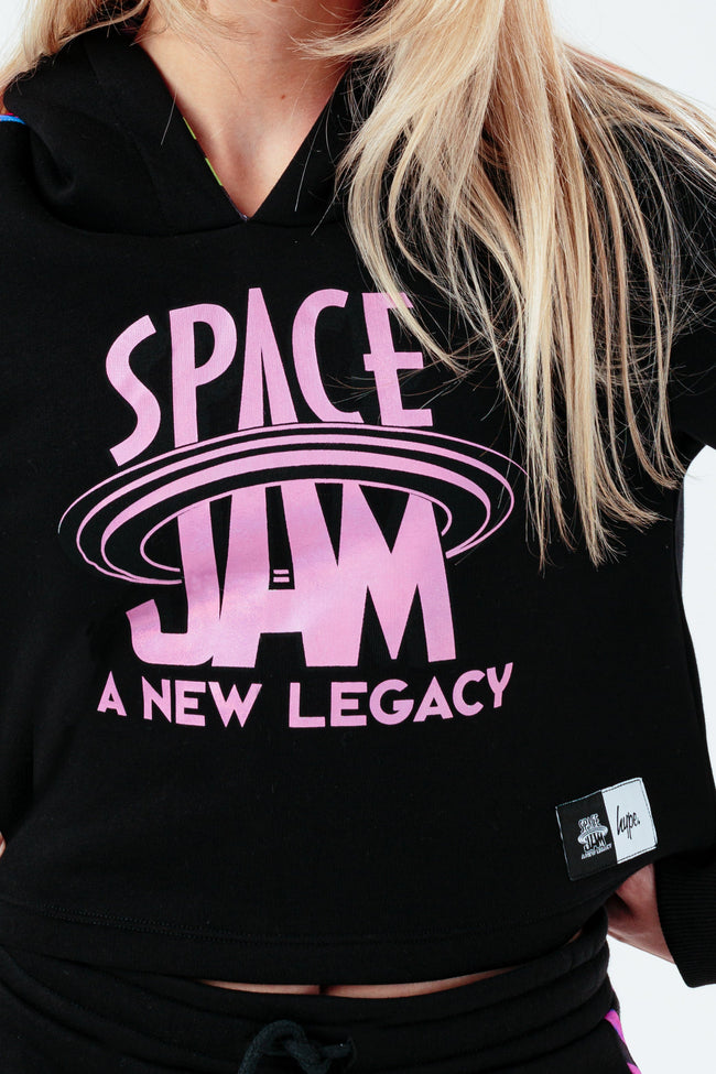 SPACE JAM X HYPE. FLURO TOON SQUAD CAMO GIRLS CROP PULLOVER HOODIE