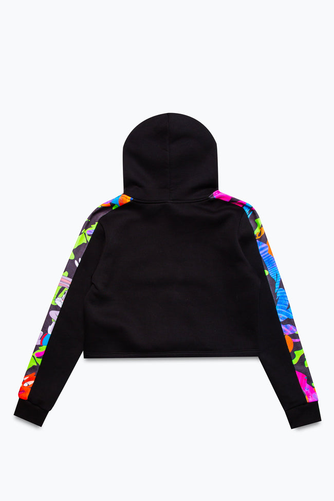 SPACE JAM X HYPE. FLURO TOON SQUAD CAMO GIRLS CROP PULLOVER HOODIE