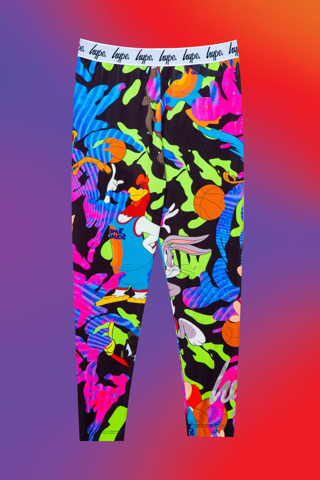 SPACE JAM X HYPE. FLURO TOON SQUAD CAMO KIDS LEGGINGS