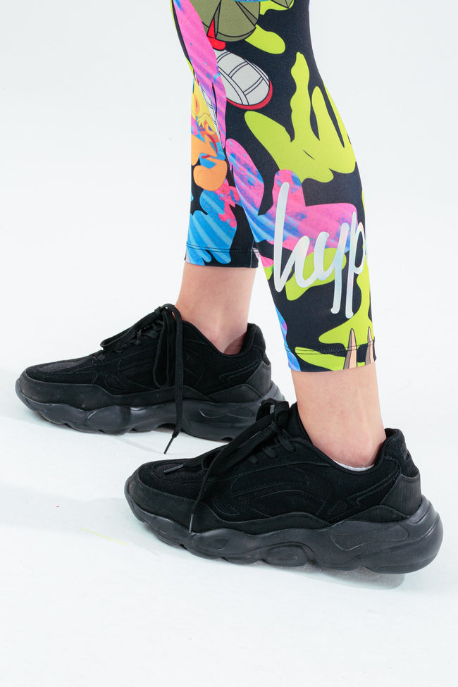 SPACE JAM X HYPE. FLURO TOON SQUAD CAMO KIDS LEGGINGS