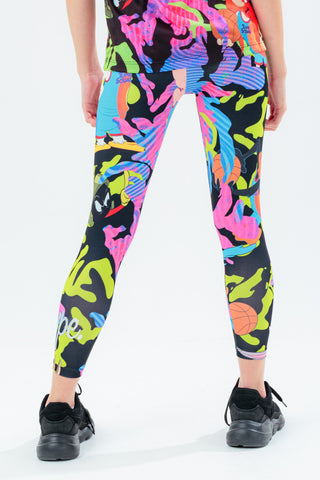 SPACE JAM X HYPE. FLURO TOON SQUAD CAMO KIDS LEGGINGS