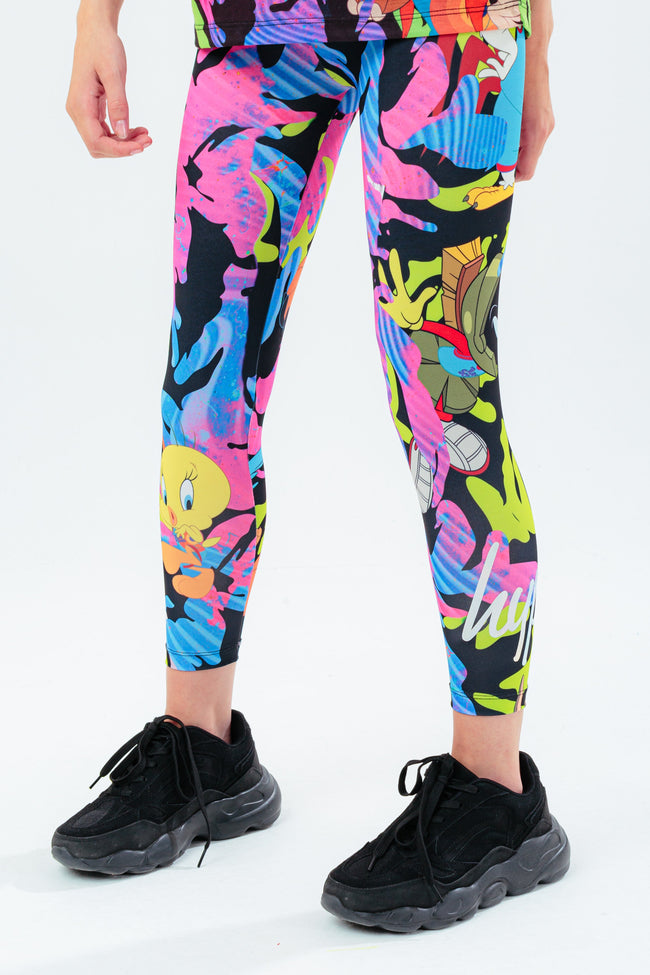 SPACE JAM X HYPE. FLURO TOON SQUAD CAMO KIDS LEGGINGS