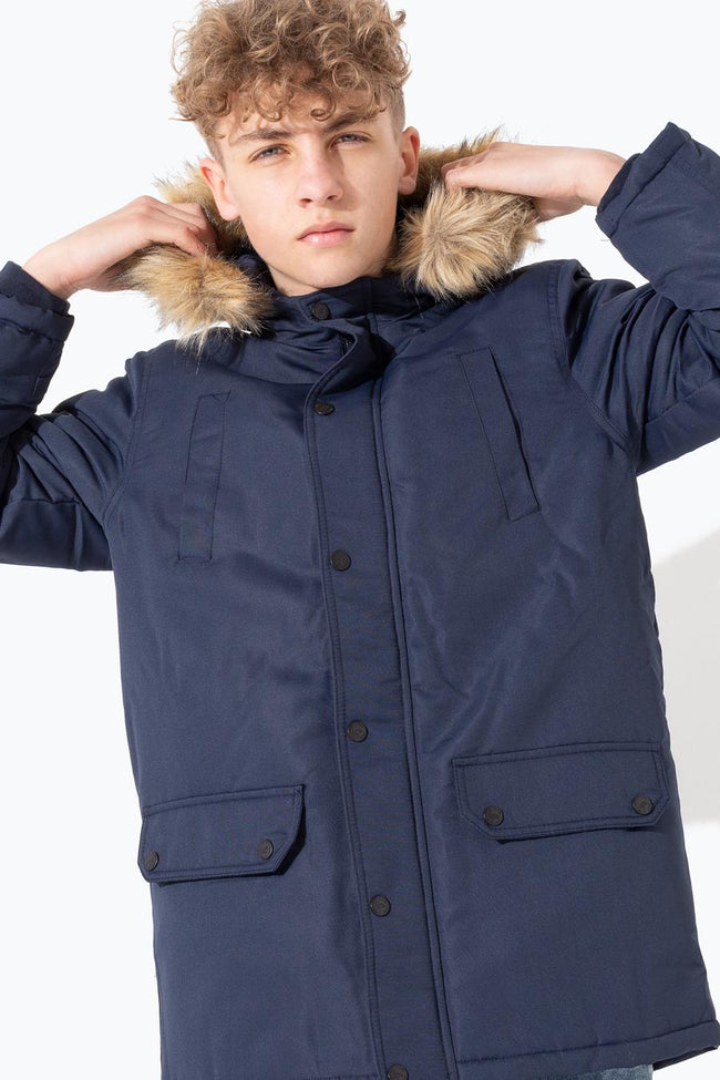 HYPE NAVY SCRIBBLE KIDS PARKA JACKET