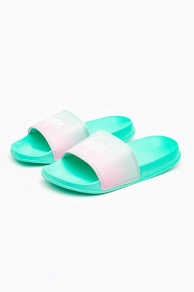 HYPE MINT SPECKLE FADE KIDS SLIDERS