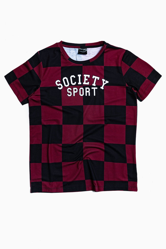 SOCIETY SPORT RED CHECK T-SHIRT