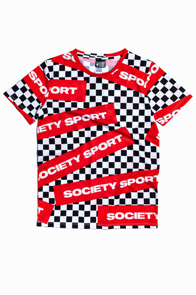 SOCIETY SPORT CHECK LOGO T-SHIRT