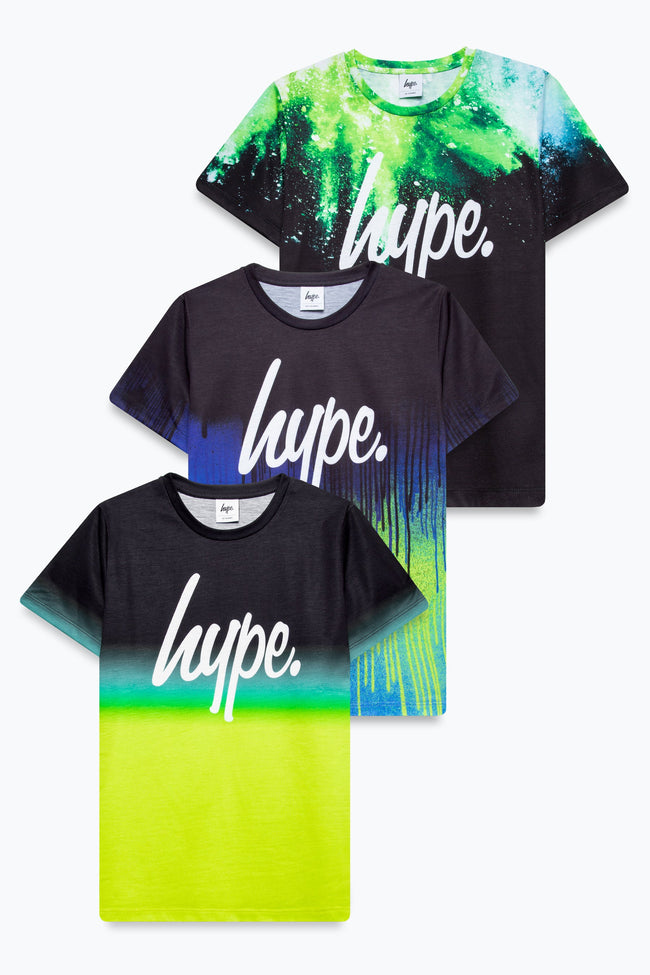 HYPE BOYS BURST & DRIP & FADE 3 PACK T-SHIRTS