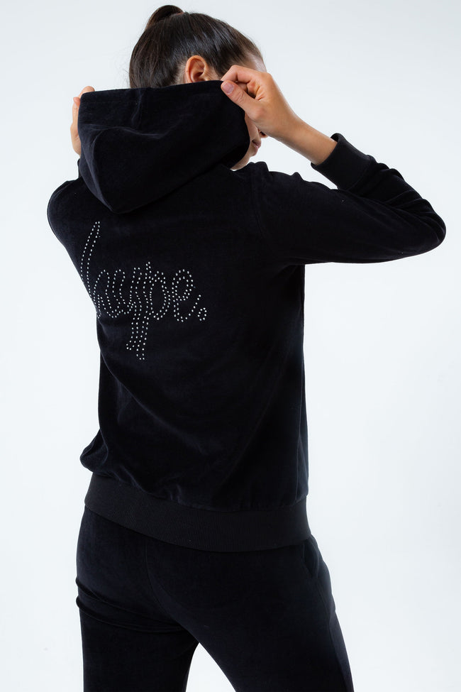 HYPE BLACK VELOUR DIAMANTE LOGO GIRLS TRACKSUIT