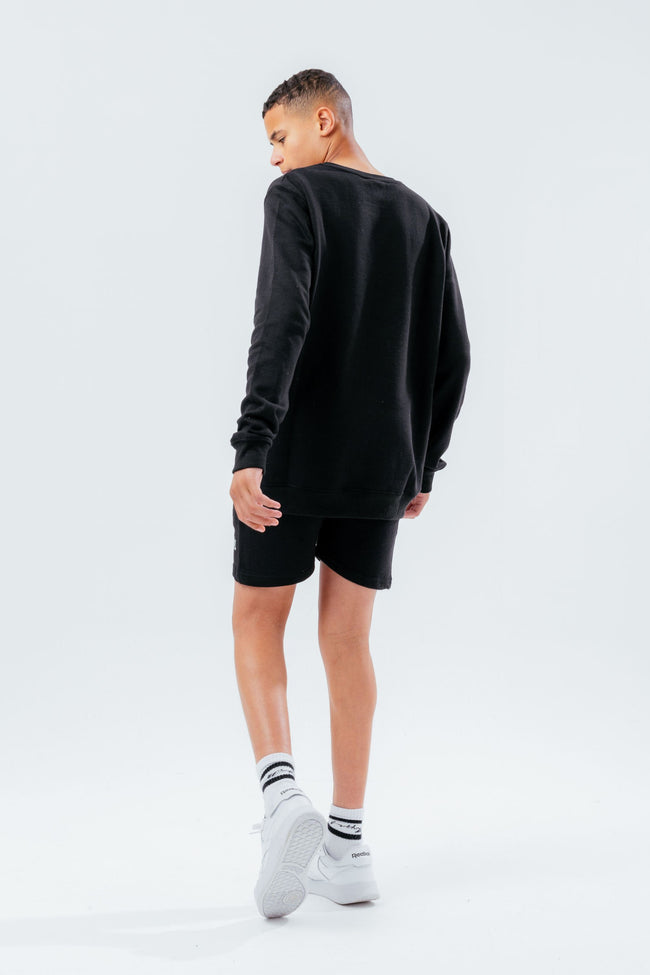 HYPE BLACK CREW NECK AND SHORTS BOYS SET