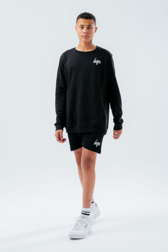 HYPE BLACK CREW NECK AND SHORTS BOYS SET