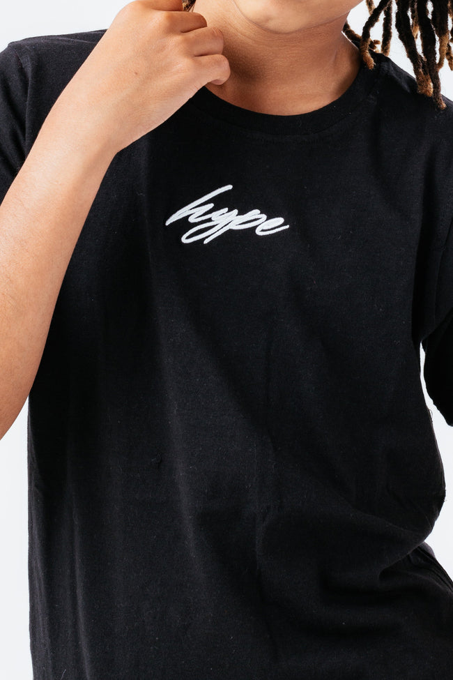 HYPE BLACK MINI SCRIPT T-SHIRT AND SHORTS KIDS SET