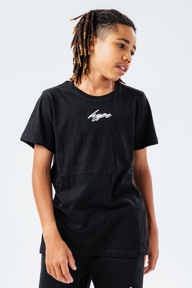 HYPE BLACK MINI SCRIPT T-SHIRT AND SHORTS KIDS SET