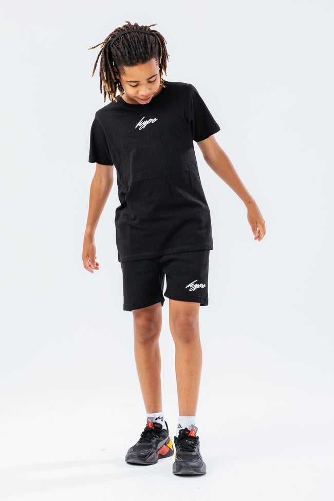 HYPE BLACK MINI SCRIPT T-SHIRT AND SHORTS KIDS SET