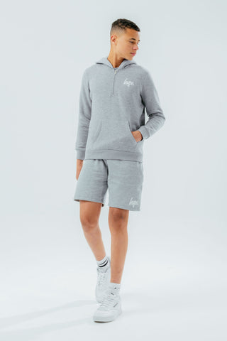 HYPE BOYS GREY SCRIPT QUARTER ZIP HOODIE