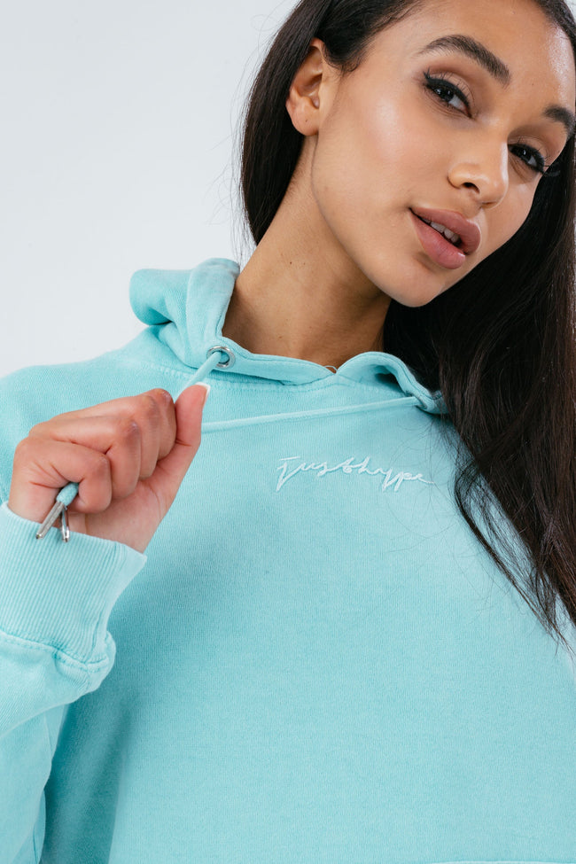 HYPE WASHED MINT SCRIBBLE LOGO WOMEN'S PULLOVER HOODIE