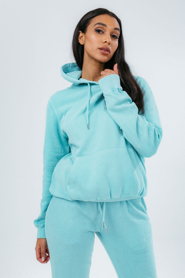 HYPE WASHED MINT SCRIBBLE LOGO WOMEN'S PULLOVER HOODIE