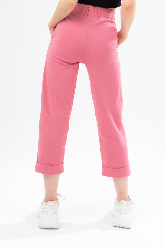 HYPE GIRLS PINK SCRIPT WIDE LEG TROUSERS