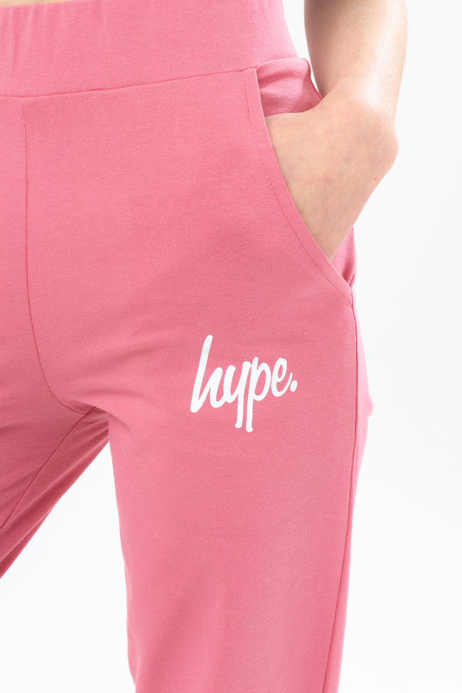 HYPE GIRLS PINK SCRIPT WIDE LEG TROUSERS