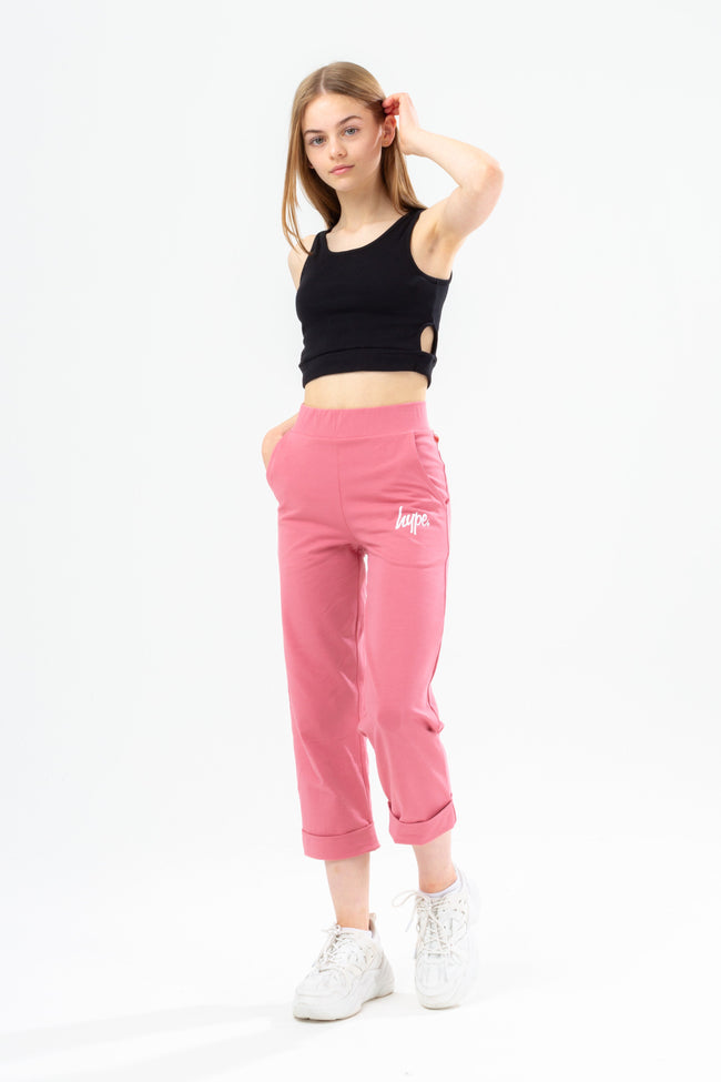 HYPE GIRLS PINK SCRIPT WIDE LEG TROUSERS