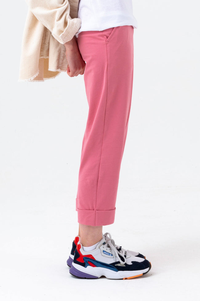 HYPE GIRLS PINK SCRIPT WIDE LEG TROUSERS