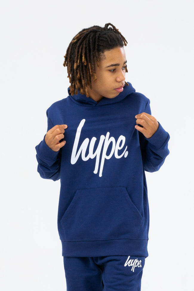 HYPE BOYS NAVY SCRIPT HOODIE & JOGGERS