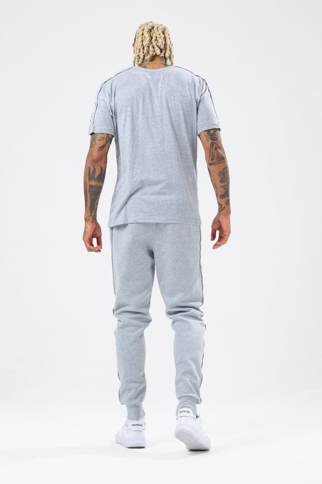 HYPE GREY TONAL TAPE SCRIBBLE LOGO MEN'S OVERSIZED T-SHIRT