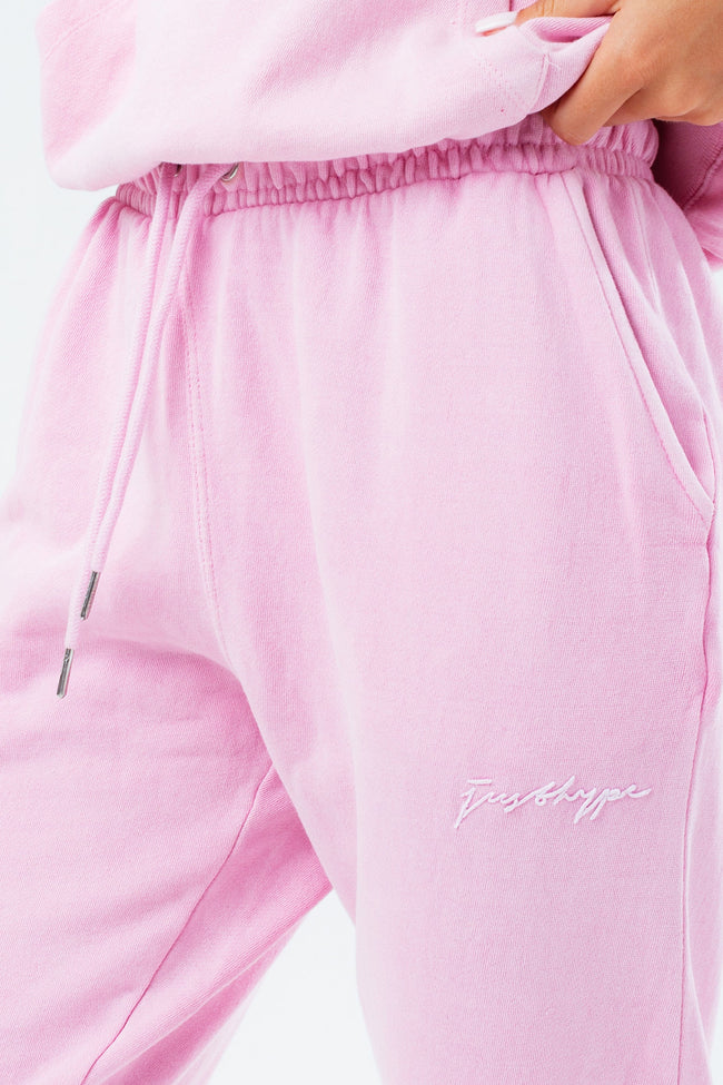 HYPE WASHED BABY PINK SCRIBBLE LOGO WOMEN'S JOGGERS