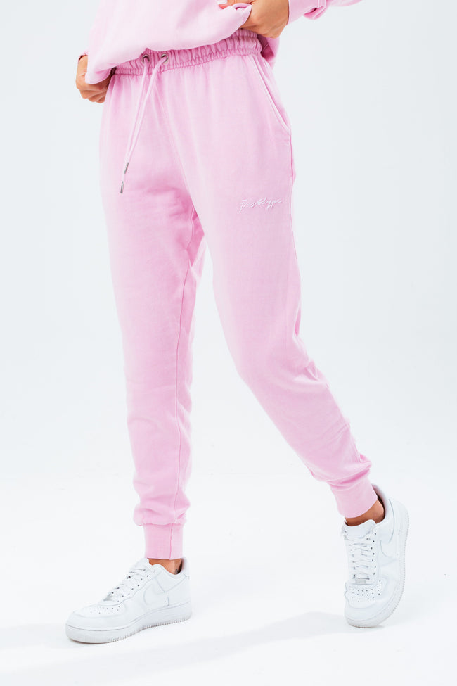 HYPE WASHED BABY PINK SCRIBBLE LOGO WOMEN'S JOGGERS