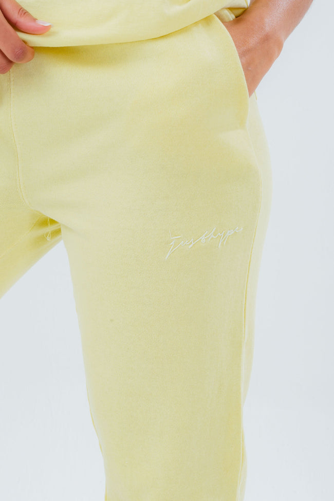 HYPE WASHED YELLOW SCRIBBLE LOGO WOMEN'S JOGGERS