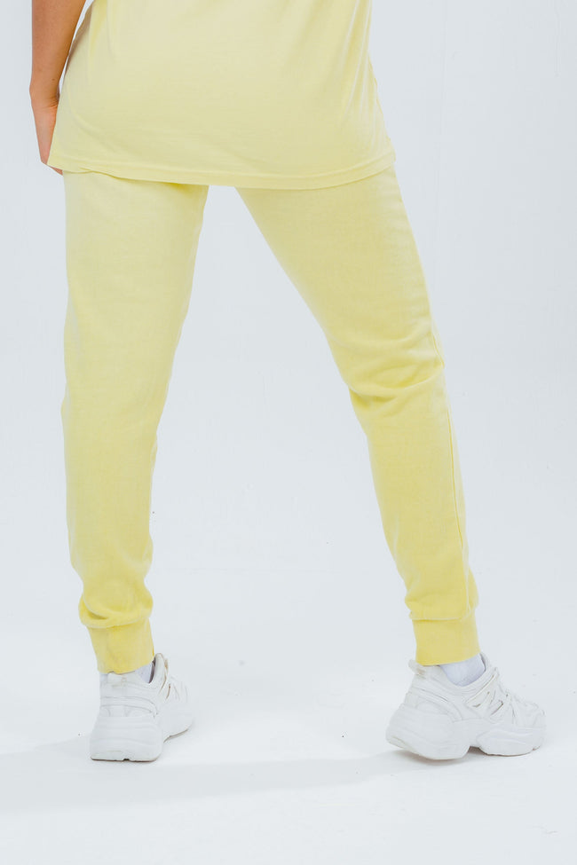 HYPE WASHED YELLOW SCRIBBLE LOGO WOMEN'S JOGGERS