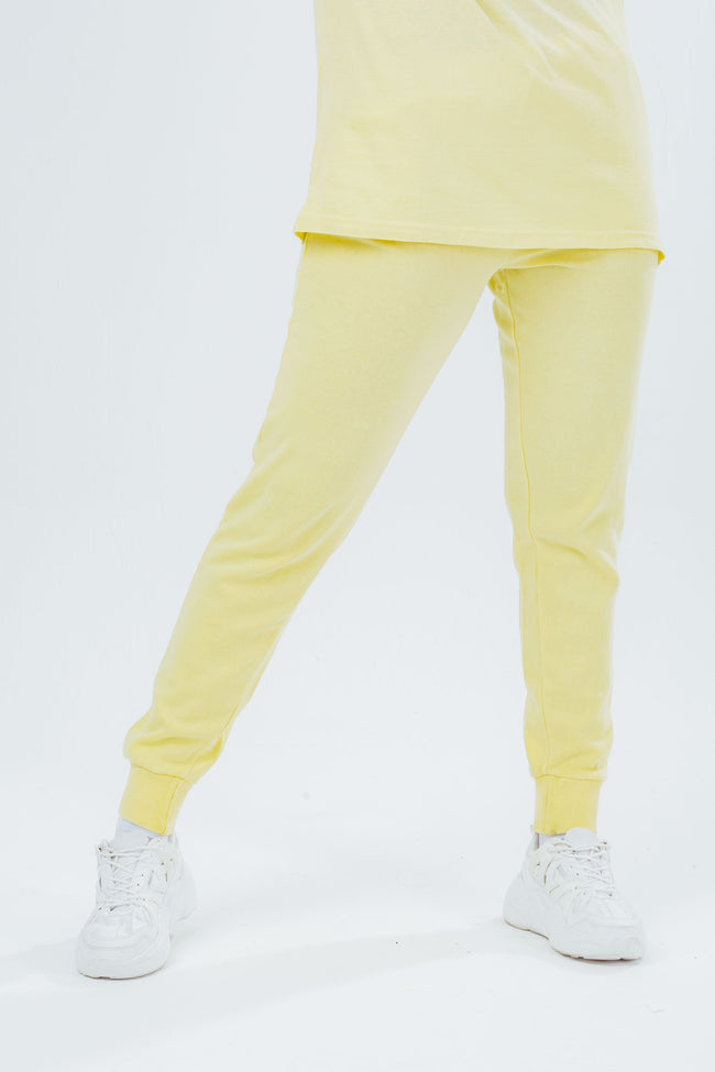 HYPE WASHED YELLOW SCRIBBLE LOGO WOMEN'S JOGGERS