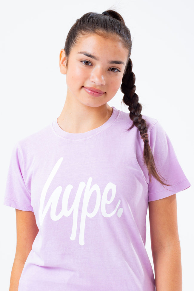 HYPE WASHED LILAC SCRIBBLE LOGO GIRLS T-SHIRT