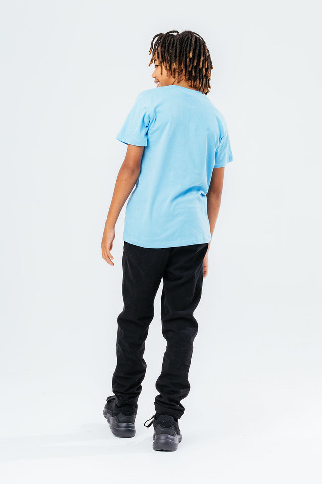 HYPE WASHED BABY BLUE SCRIPT LOGO KIDS  T-SHIRT