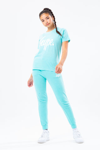 HYPE WASHED MINT SCRIPT LOGO KIDS  T-SHIRT