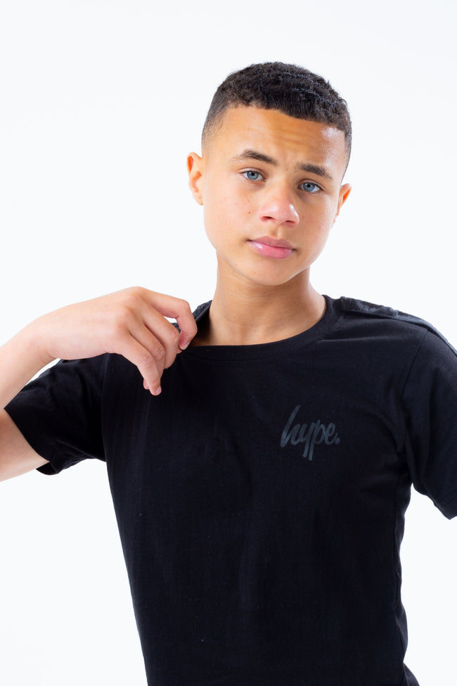 HYPE BLACK TONAL TAPE SCRIPT LOGO KIDS  T-SHIRT