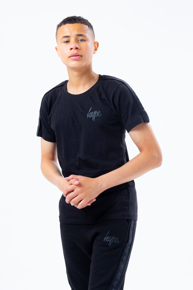 HYPE BLACK TONAL TAPE SCRIPT LOGO KIDS  T-SHIRT