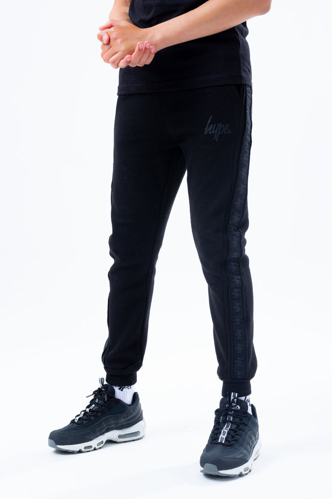 HYPE BLACK TONAL TAPE SCRIPT LOGO KIDS JOGGERS