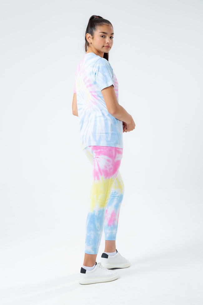 HYPE RAINBOW PASTEL TIE DYE SCRIPT LOGO GIRLS T-SHIRT